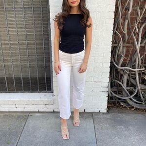 Levi’s Ribcage white high-waisted straight-leg denim jeans / fit like a 26